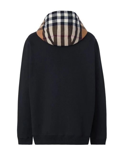 Burberry Black Check Hood Zip Hoodie for men