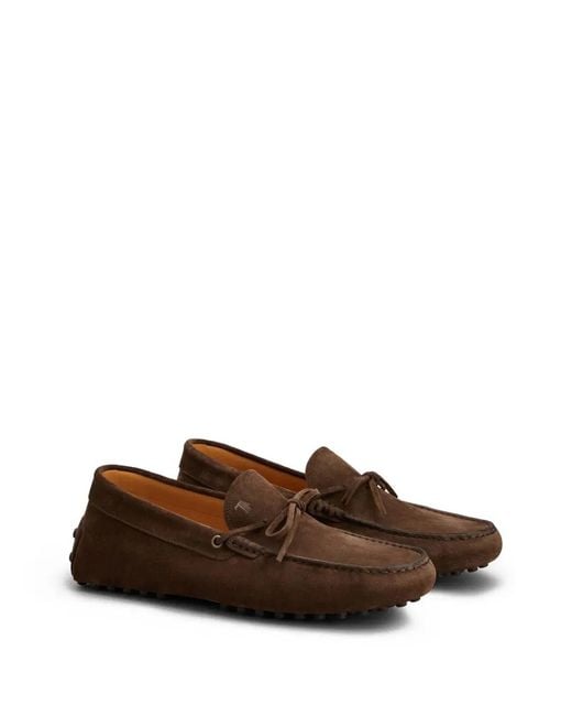 Tod's Brown Gommino Suede Loafers With Lace for men