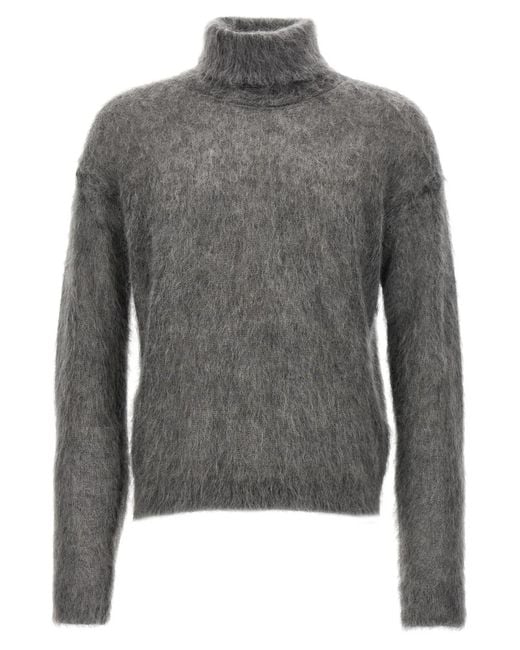 Saint Laurent Gray Mohair Turtleneck Sweater for men
