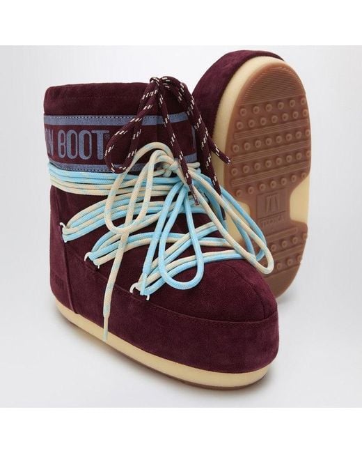 Moon Boot Red Icon Low Burgundy Suede Boot