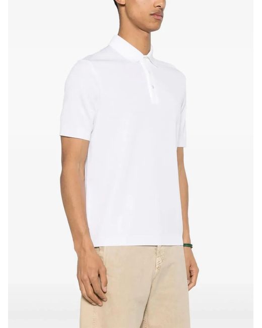 Herno White Knitted Polo Shirt for men