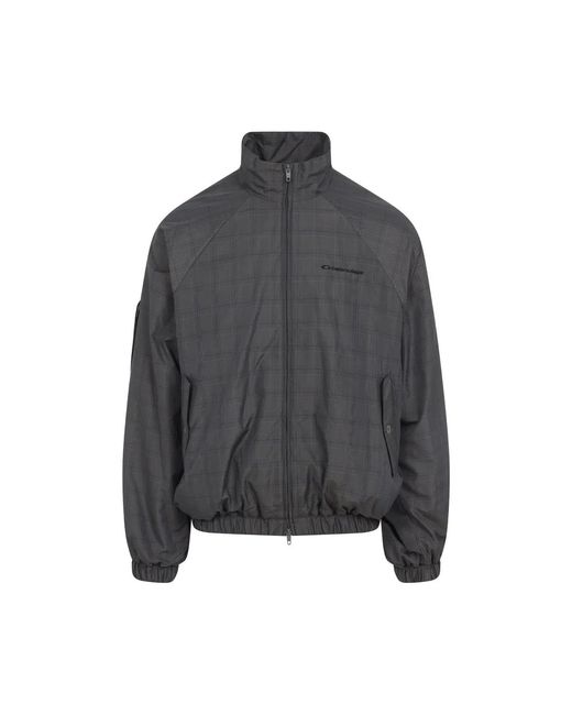 Balenciaga Gray Plaid Zip-Up Jacket for men