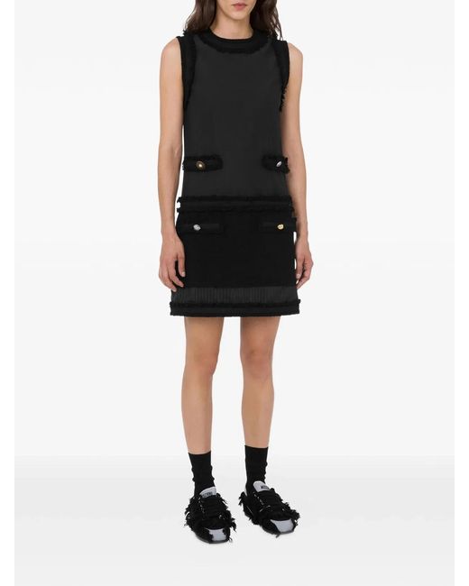 Moschino Couture Black Wool Boucle Stretch Dress