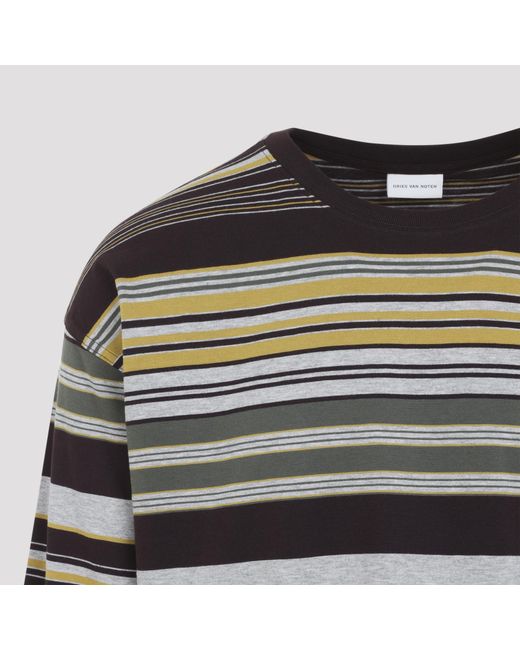Dries Van Noten Black Burgundy Hember T-Shirt for men