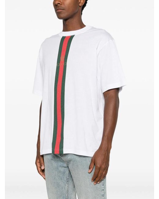 Gucci White Printed Cotton T-Shirt for men