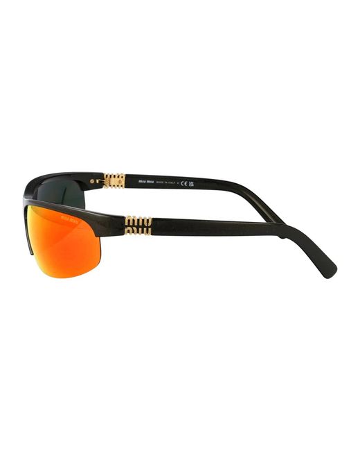 Miu Miu Red Kaki Metal Acetate Sunglasses