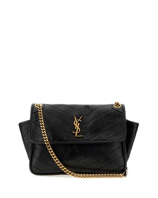 Saint Laurent Black Leather Niki Shoulder Bag