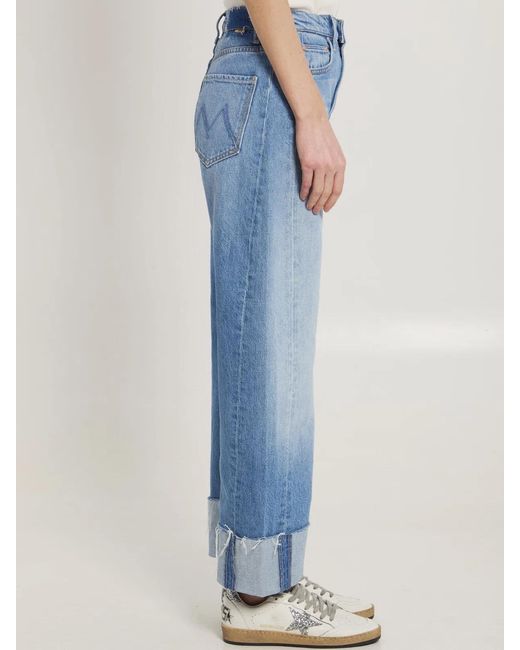 Mother Blue The Half-Pipe Ankle Cuff Fray Jeans