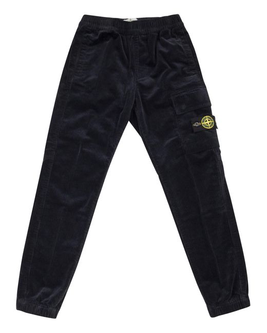 Stone Island Black Cargo Trousers With Pocket And Badge
