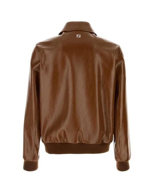 Fendi Brown Leather Jacket for men