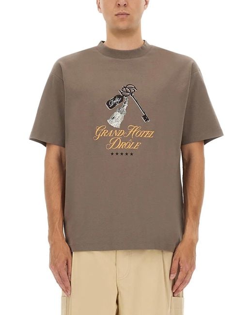 Drole de Monsieur Gray Grand Hotel Print Tshirt for men