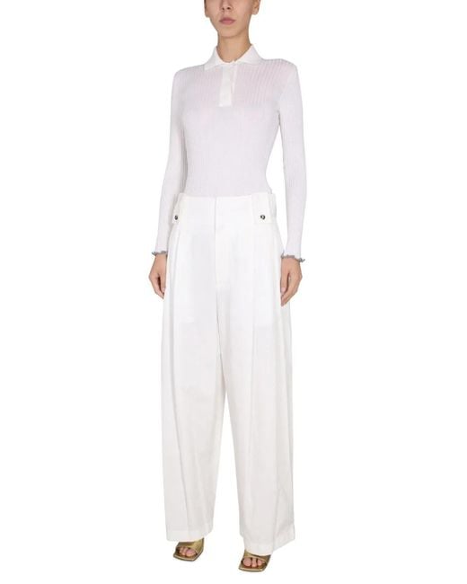 Bottega Veneta White Wide Leg Pants