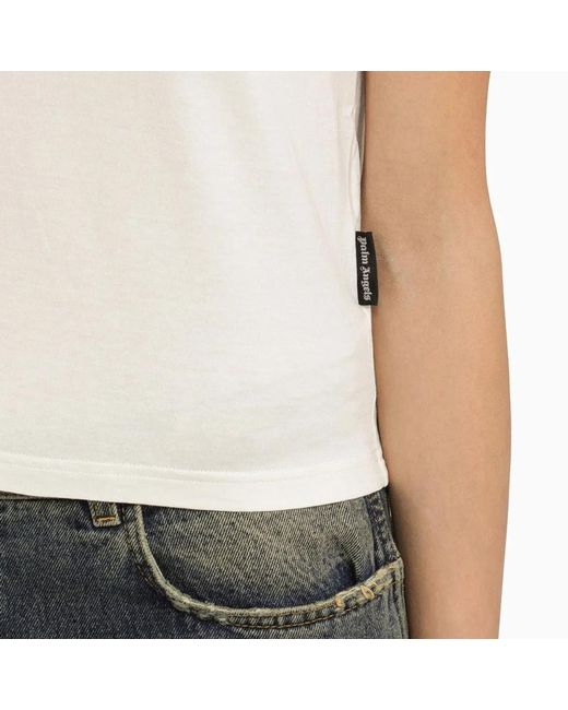 Palm Angels White Logo Cotton T-Shirt