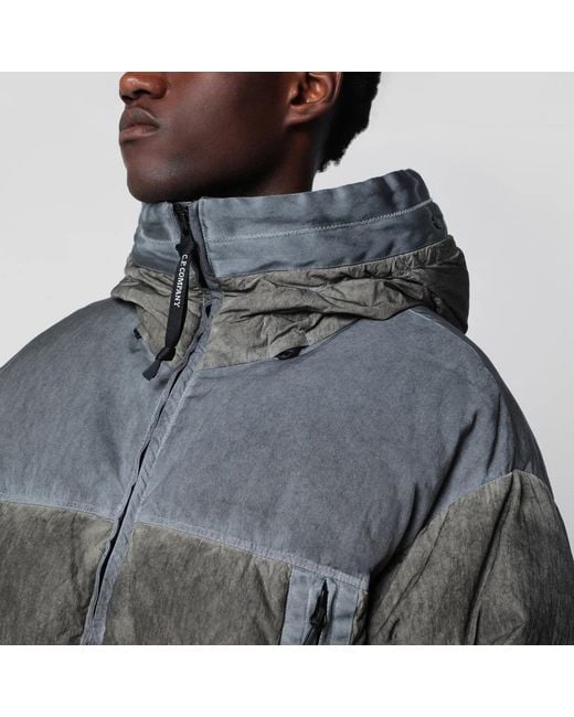 C P Company Gray Eco-Chrome R Mixed Goggle Down Jacket for men