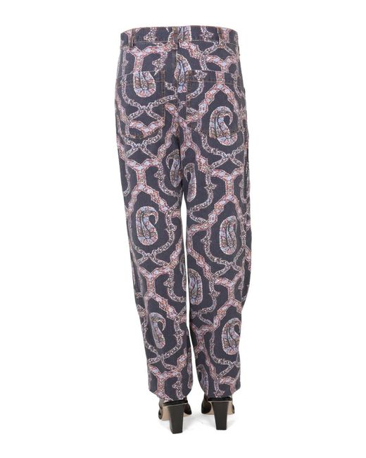 Etro Blue Paisley Denim Pants