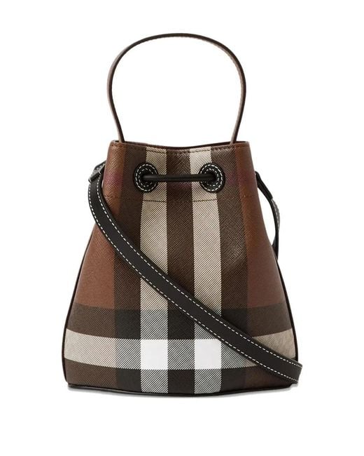 Burberry White Mini Check Bucket Bag