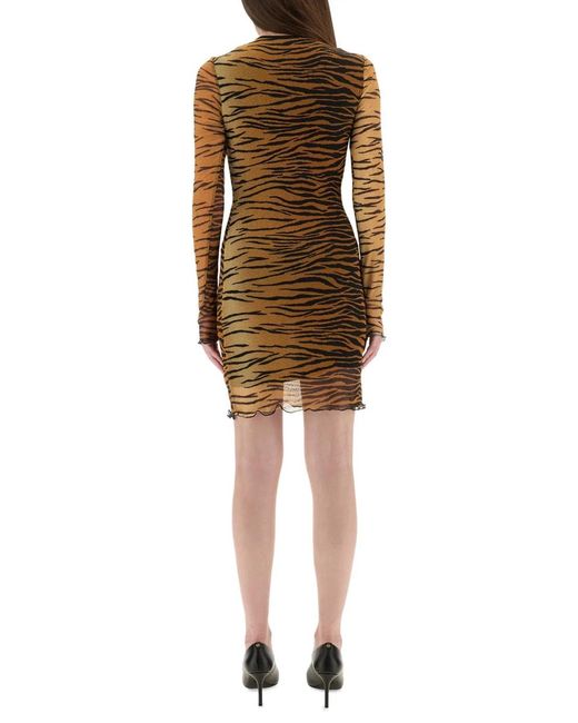 Moschino Natural Animal Print Mesh Dress