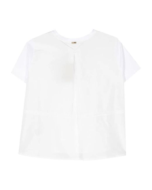 Herno White Colourblock Panelled T Shirt