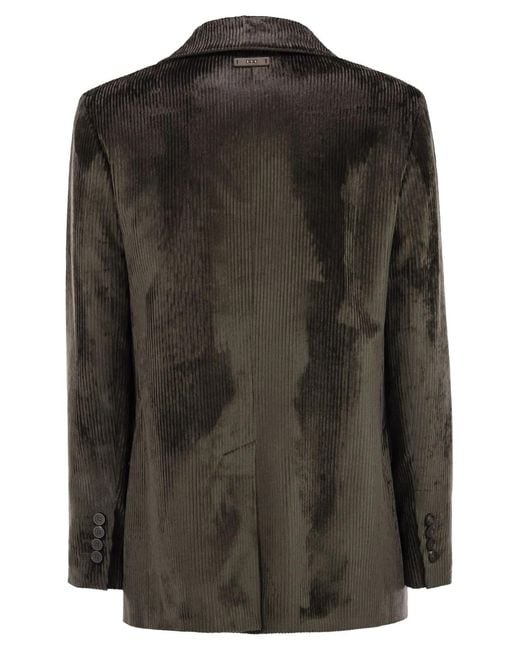 Peserico Black Velvet Blazer With Thousand Stripes