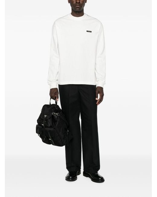 Prada White Logo Cotton Sweatshirt for men