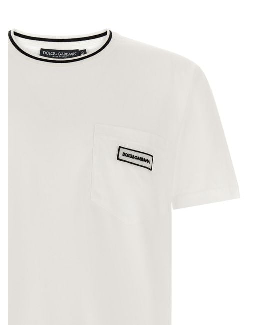 Dolce & Gabbana White Dolce & Gabbana Logo Pocket T-Shirt for men