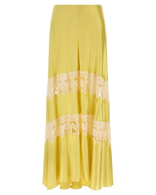 Alberta Ferretti Yellow Lace Insert Skirt