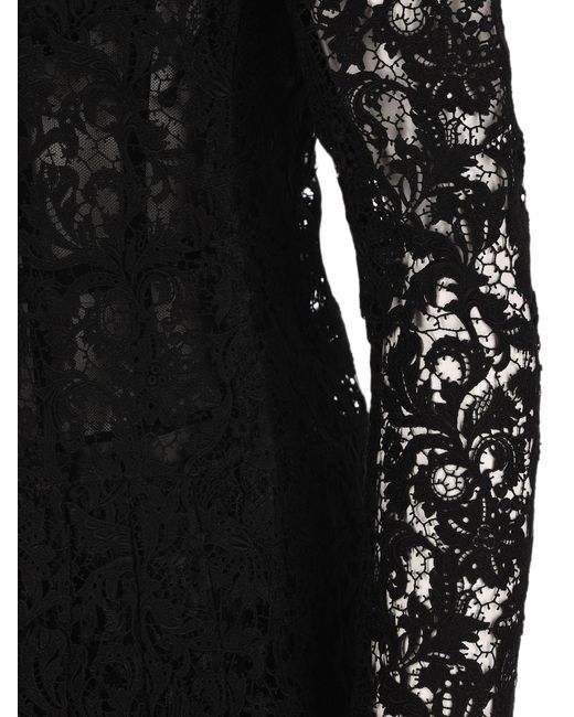 Fendi Black Macrame Lace Off-Shoulder Dress