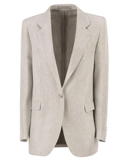 Tagliatore Natural Single-Breasted Bouclé-Effect Mélange Blazer