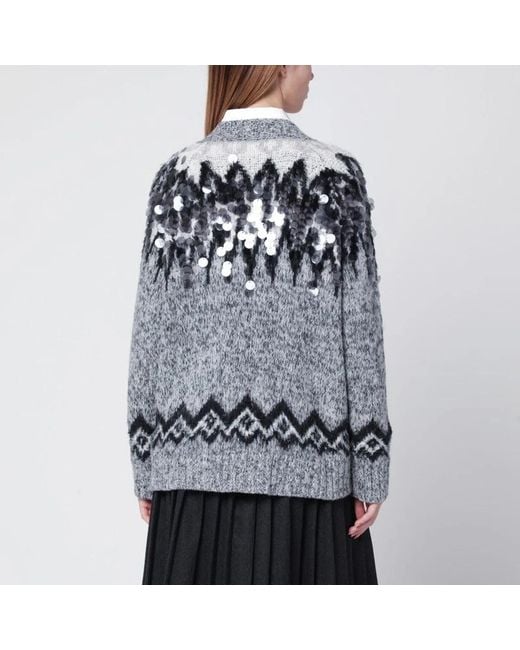 Roberto Collina Black Woolblend Cardigan With Sequins