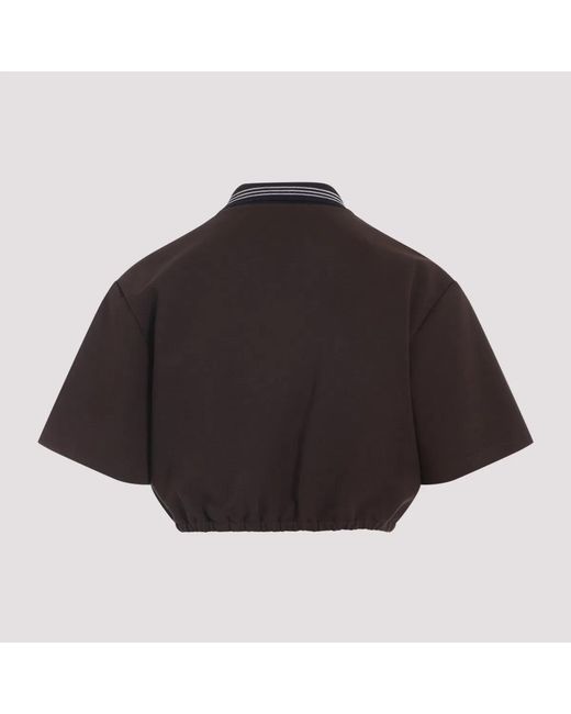 Miu Miu Blue Cacao And Cropped Viscose Top