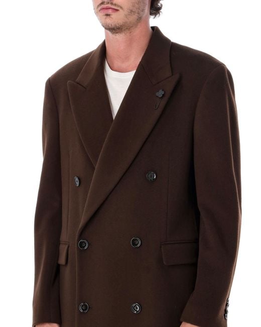 Lardini Red Double-Breasted Wool Coat for men