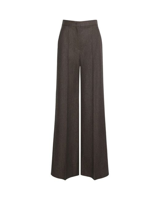 Max Mara Brown Denim-Look Wool Trousers