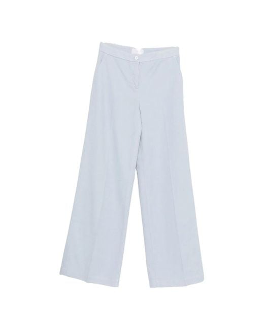 Via Masini 80 White Cotton Wide-Leg Trousers