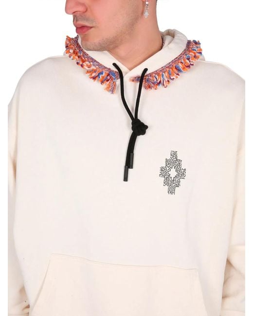 Marcelo Burlon White Fringes Sweatshirt for men