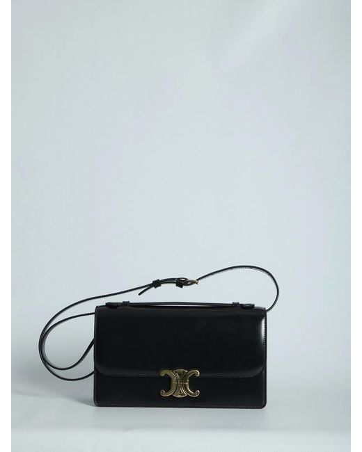 Céline Black Triomphe Medium Folio