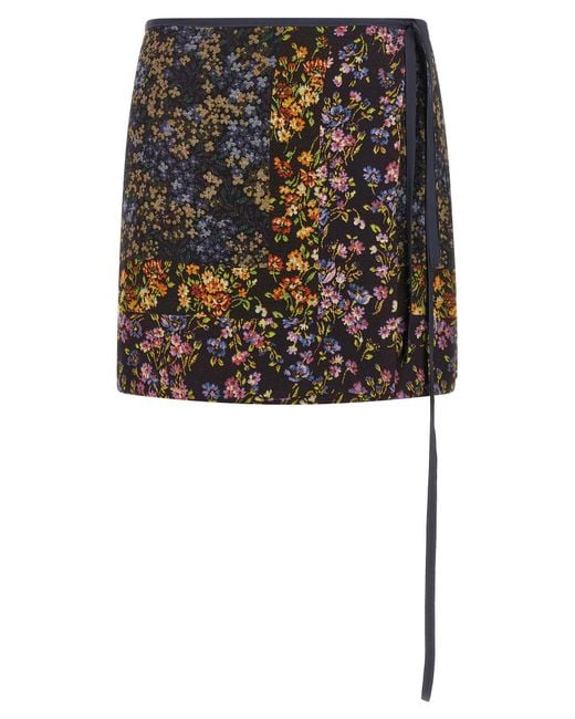 Dries Van Noten Black Patchwork Wrap Skirt