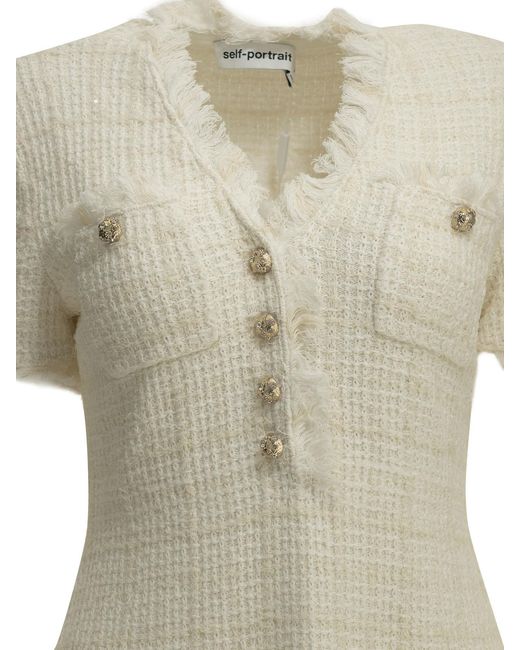Self-Portrait Natural Short Sheath Dress