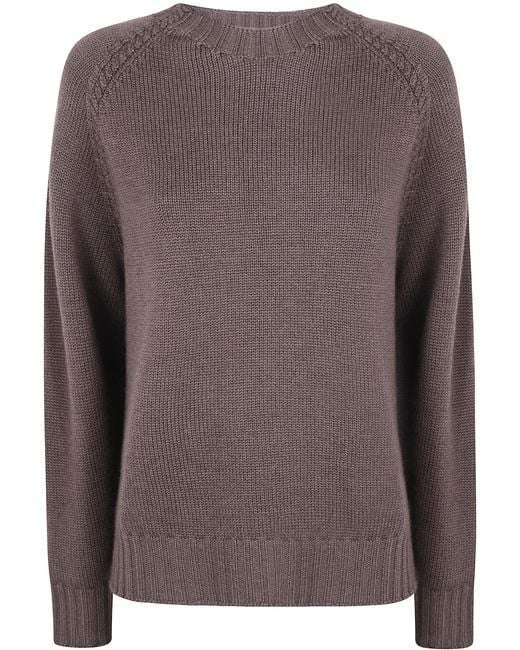 Rossopuro Brown Long Sleeved Round Neck Sweater