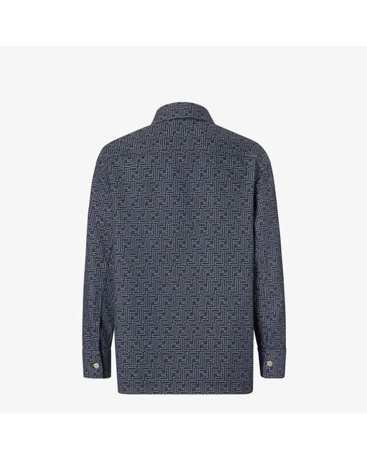 Fendi Blue Jacket With Ff Jacquard for men
