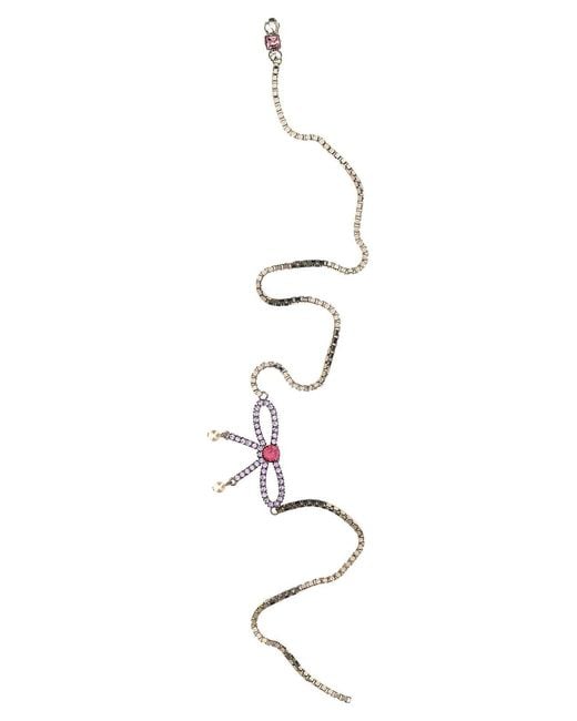 DSquared² White Bow Crystal Long Earrings