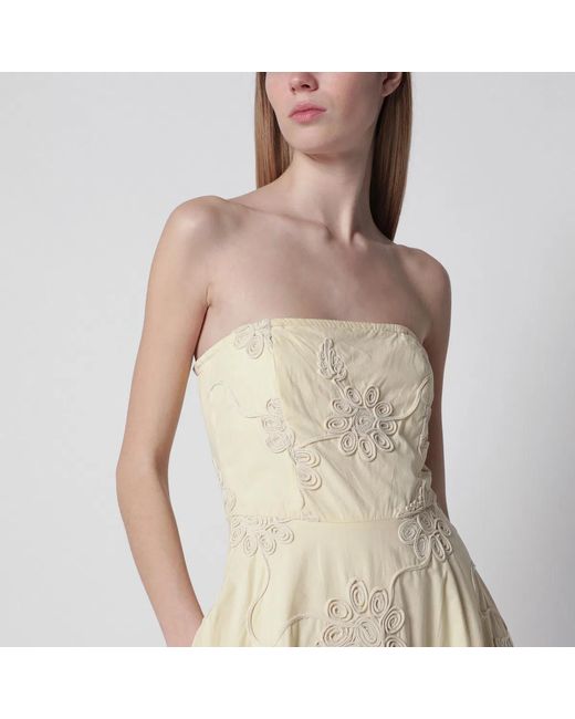 ROTATE BIRGER CHRISTENSEN Natural Midi Dress With Floral Appliqués
