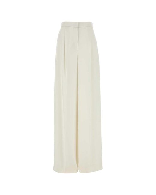 Max Mara White Crepe Manetta Wide-Leg Pant