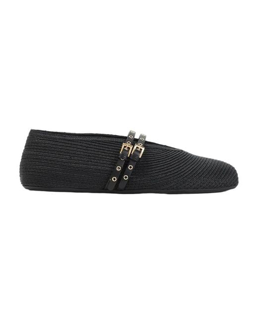 Alaïa Black Alaia Paper Straw Ballerinas