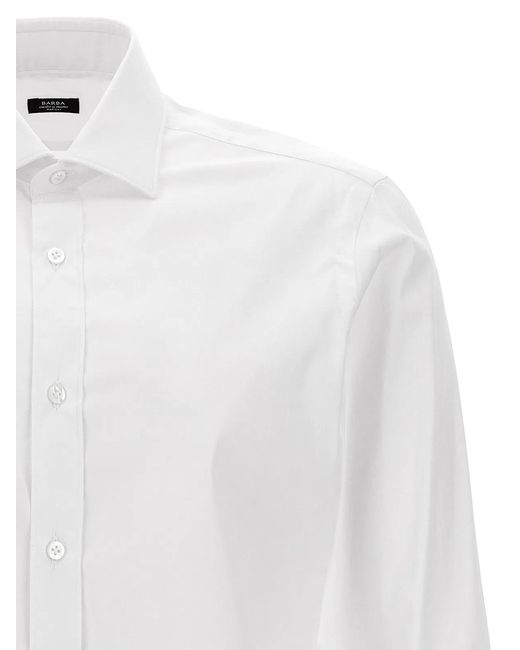 Barba Napoli White Poplin Shirt for men