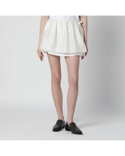 DUNST White Cream Mini Skirt With Overlapping Panel