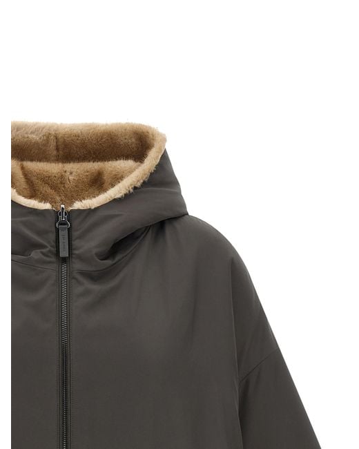 Lou Andrea Gray Reversible Cape With Hood
