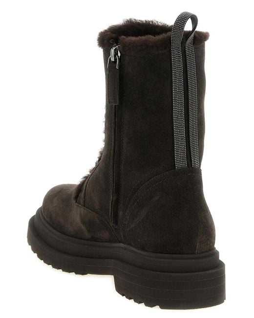 Brunello Cucinelli Black 'Precious Loop' Ankle Boots