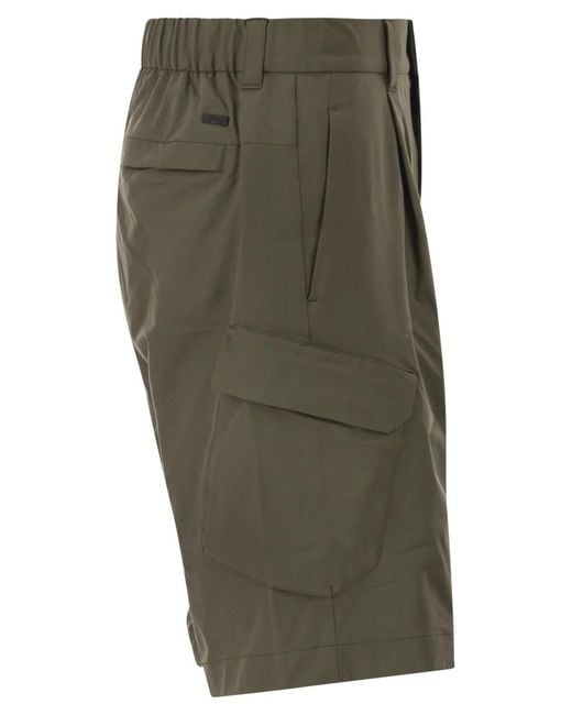 Herno Green Technical Fabric Cargo Bermuda Shorts for men