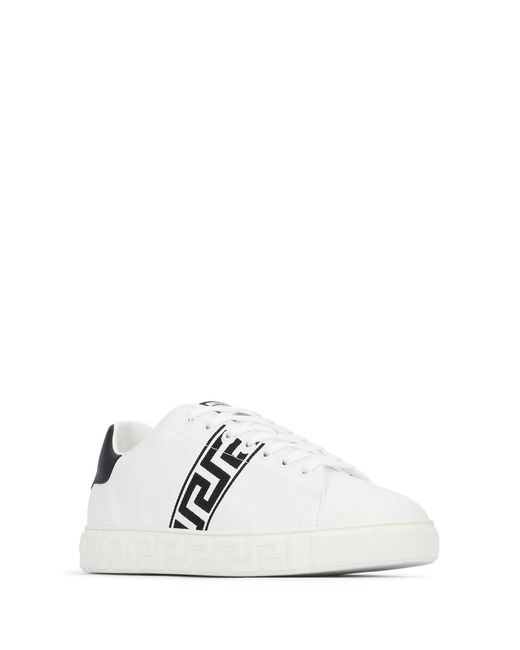 Versace White Greca Leather Sneakers