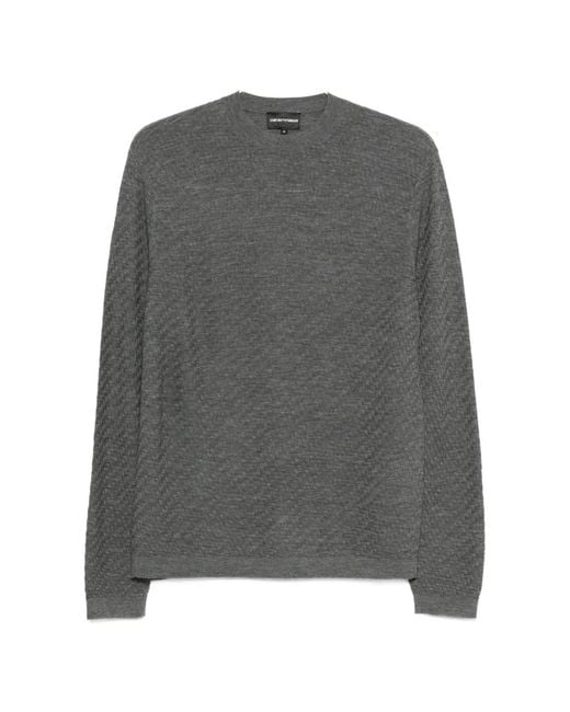 Emporio Armani Gray Wool Crewneck Sweater for men